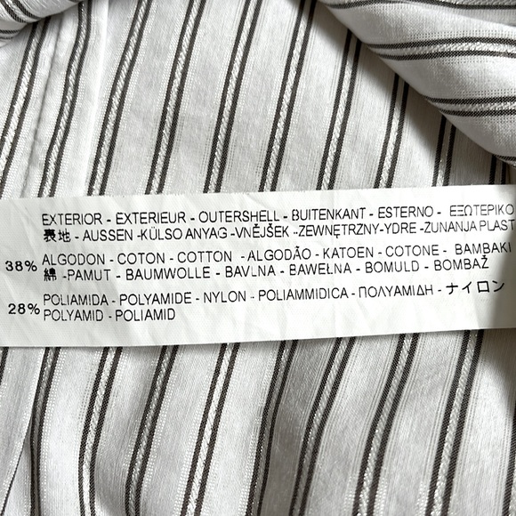 Zara Basic long sleeve blouse. White with grey and silver pinstripes. - Picture 7 of 10